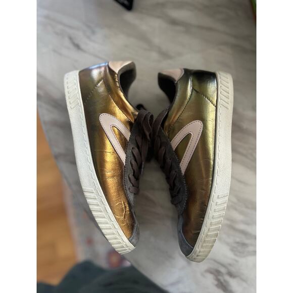 Tretorn Callie Olive Green & Pink Bronze Iridescent Sneaker - Picture 6 of 9